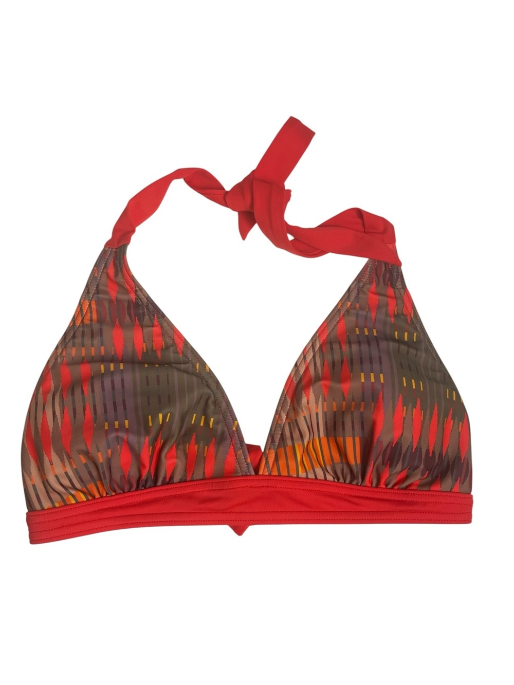 prAna Lahari Halter Bikini Top Carmine Desert Geo Print Red Size M